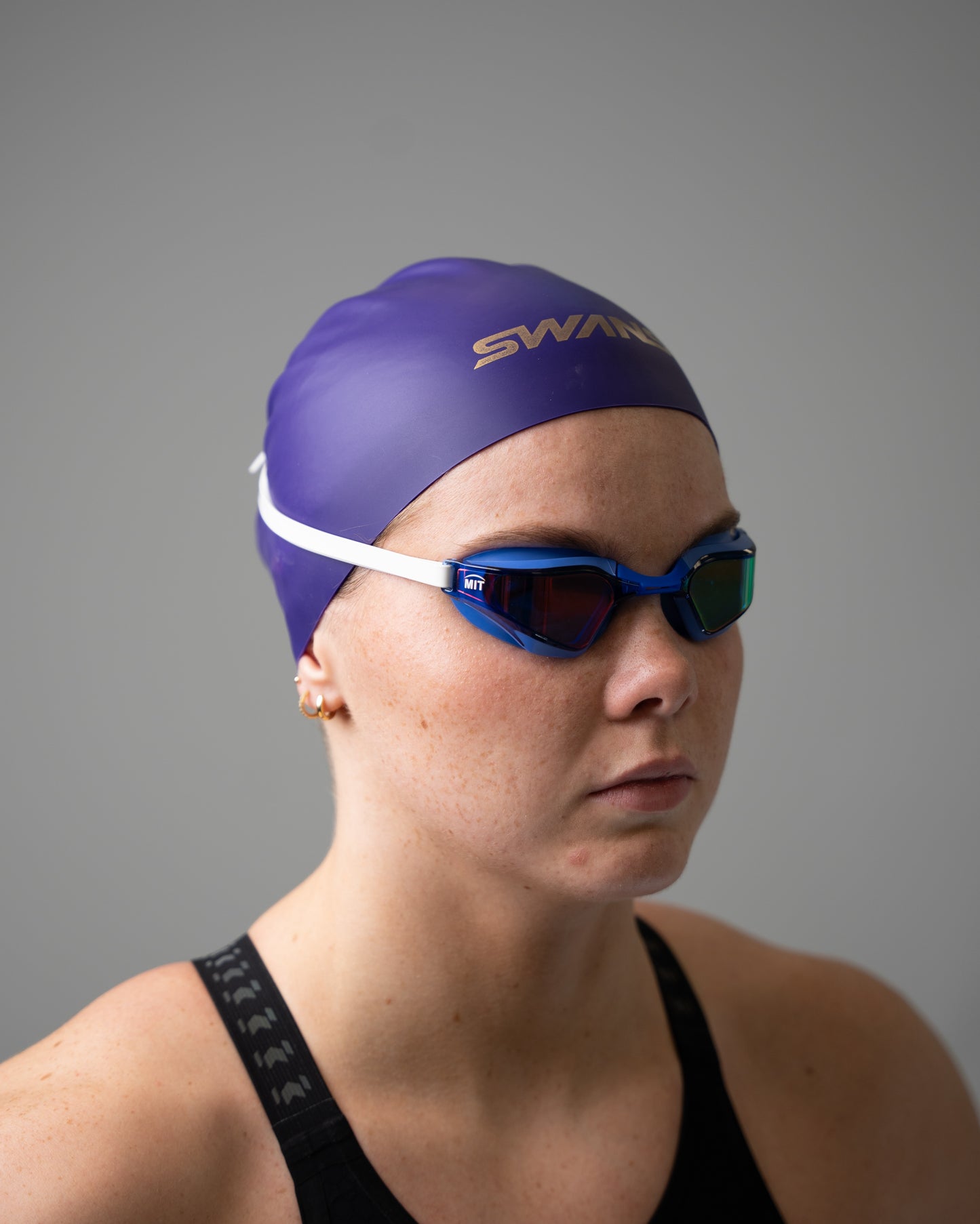 Swans 3D Soft Racing Swim Cap Purple