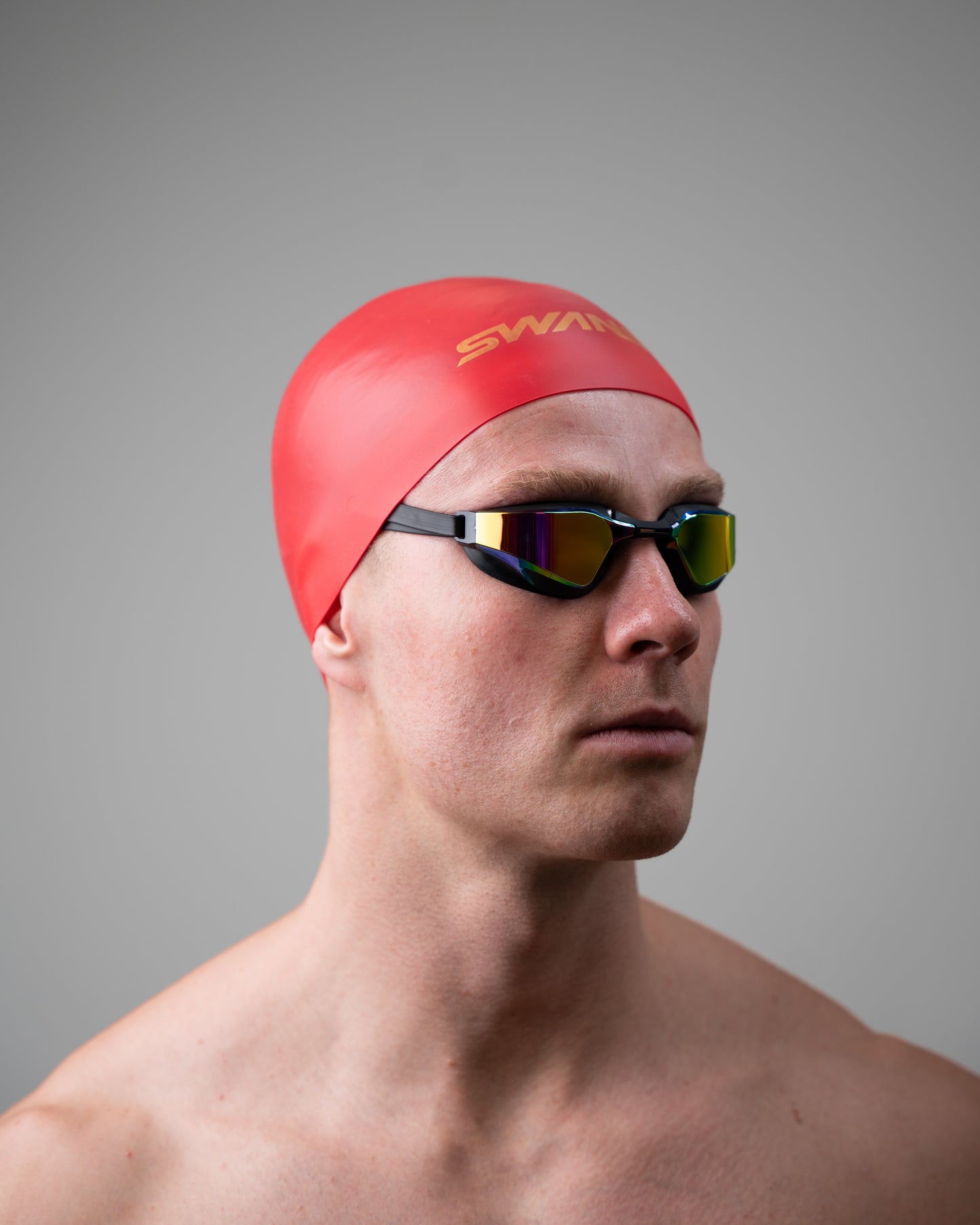 Swans 3D Soft Racing Swim Cap Red