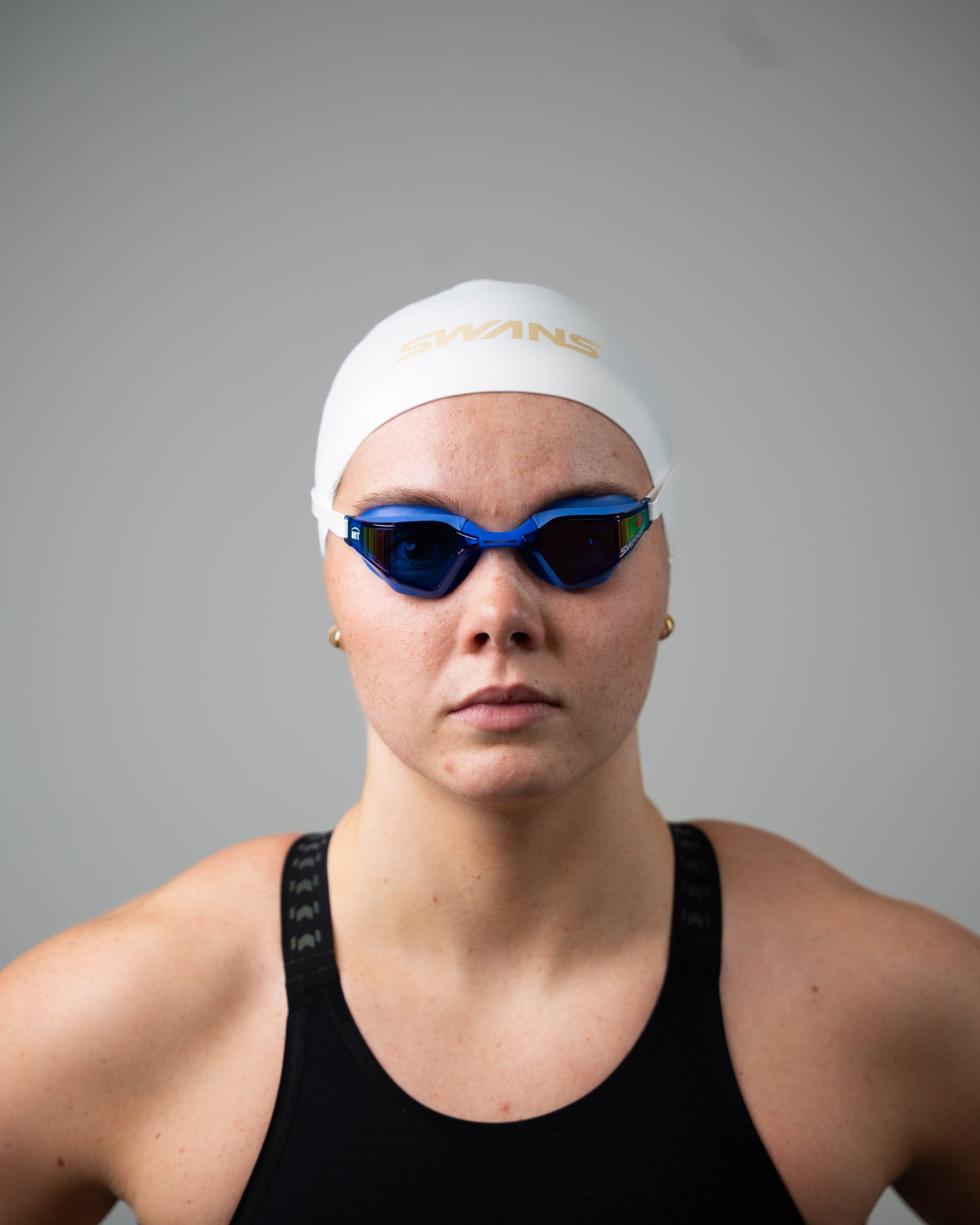 Swans 3D Soft Racing Swim Cap White