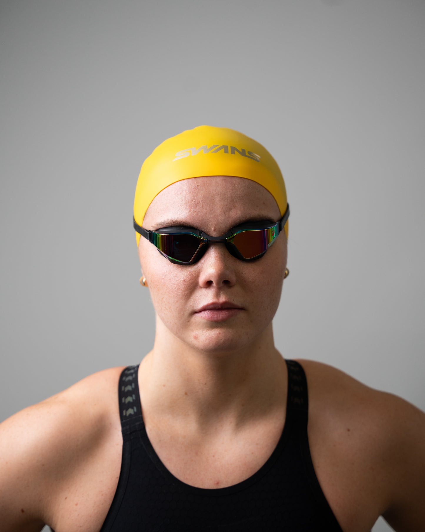 Swans 3D Soft Racing Swim Cap Yellow