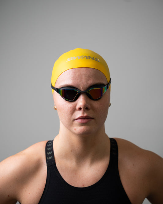 Swans 3D Soft Racing Swim Cap Yellow