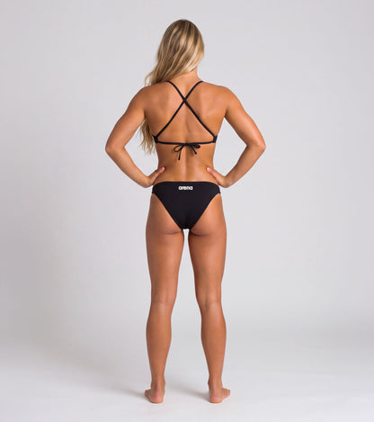 Arena Solid Swim Top Tie Back Black