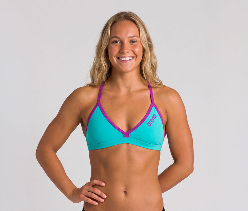 Arena Solid Swim Top Tie Back Water-Very Fuchsia