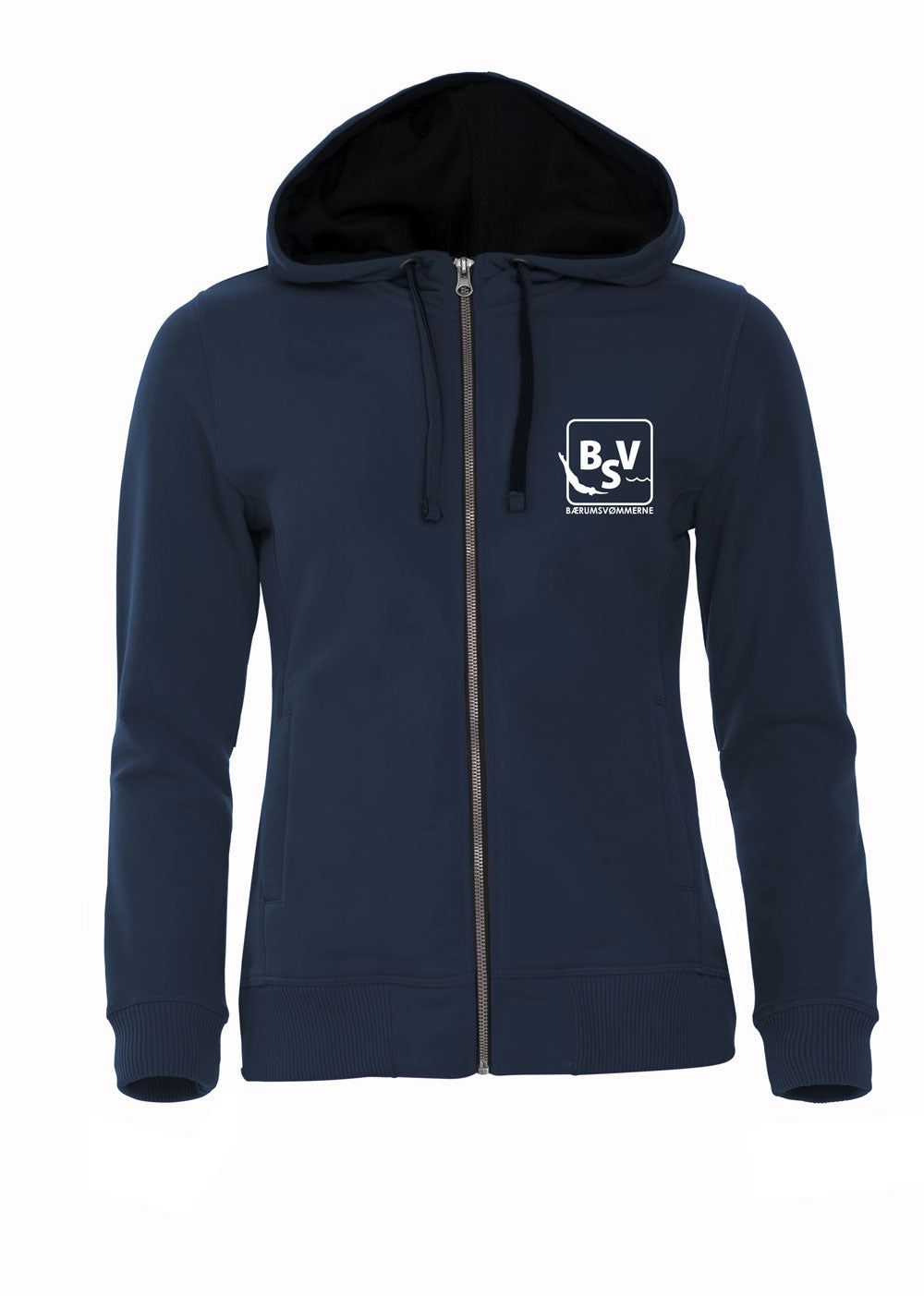 Bærumsvømmerne Dame Classic Hoody Full Zip 80% Bomull/20% Polyester