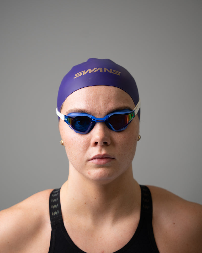 Swans 3D Soft Racing Swim Cap Purple