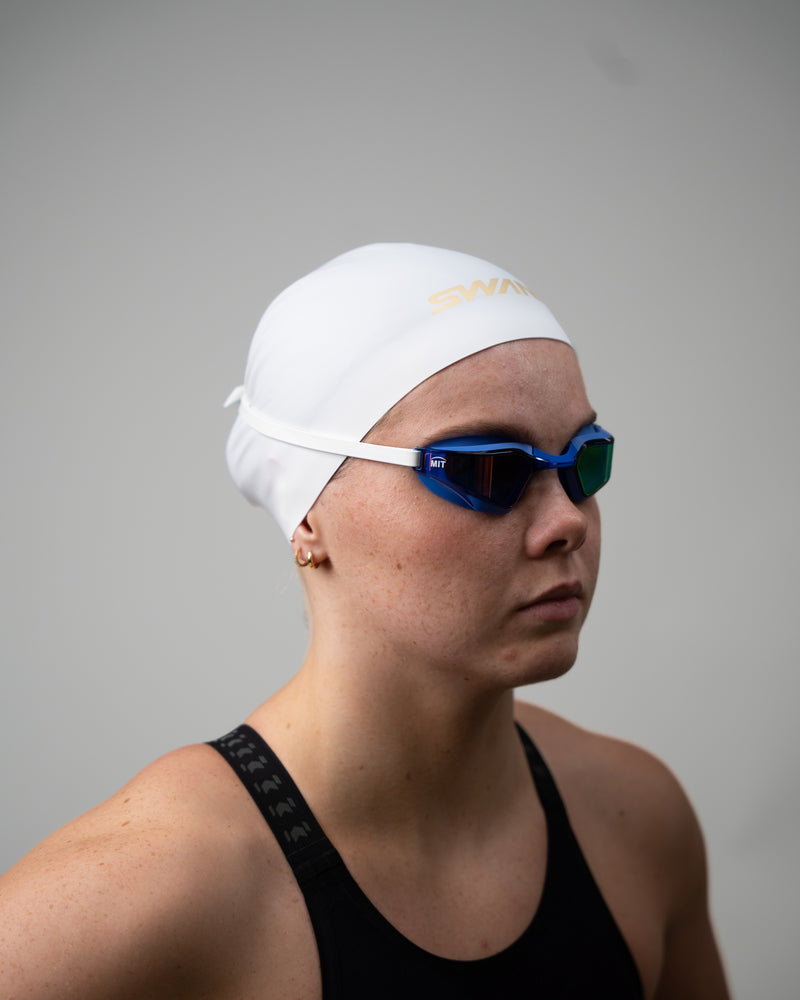 Swans 3D Soft Racing Swim Cap White