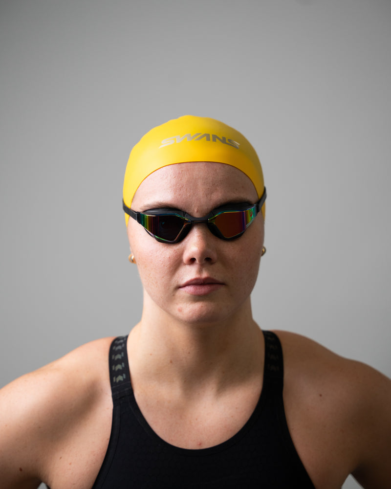 Swans 3D Soft Racing Swim Cap Yellow